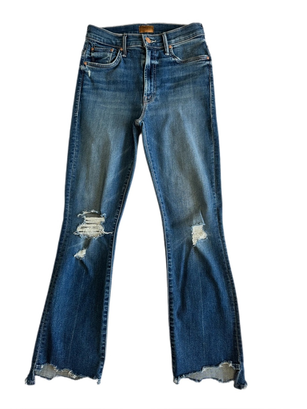 MOTHER The Insider Crop Step Chew Dancing On Coals Distressed Jeans Size 26